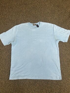 Light Blue Short-Sleeve Ribbed Crewneck Tee